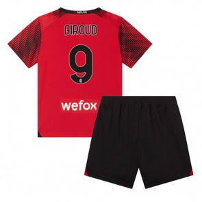 Lacne Dětský Futbalové dres AC Milan Olivier Giroud #9 2023-24 Krátky Rukáv - Domáci (+ trenírky)